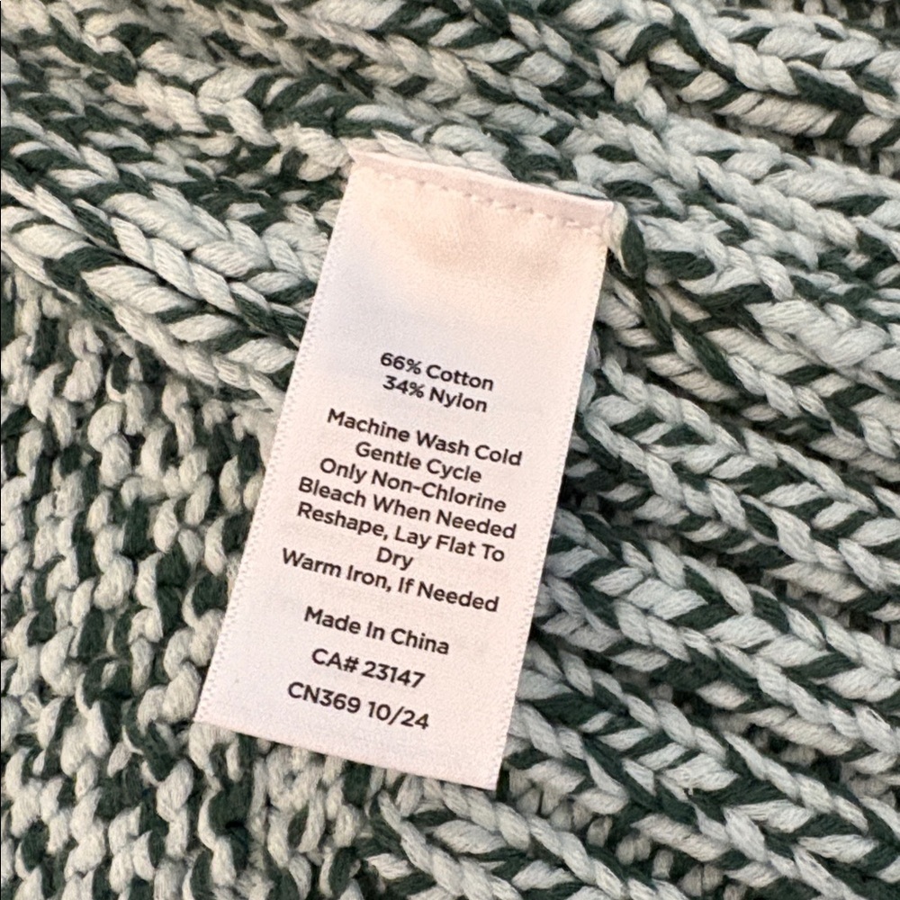 NWT Talbots Forest Green and White Knit Sweater Zipper Front Large - Picture 4 of 9